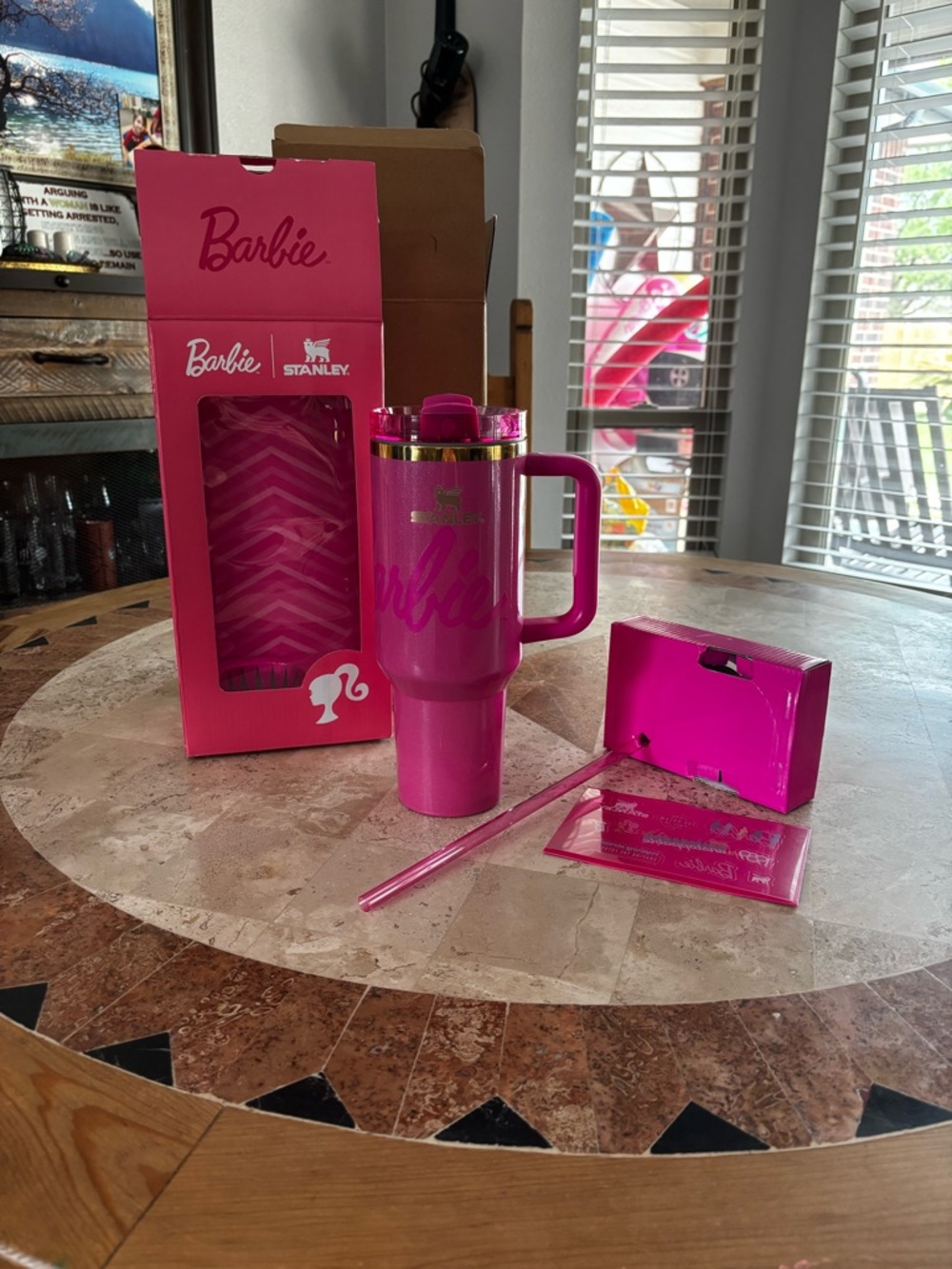 Barbie Hot Pink Travel Mug with Handle and Straw